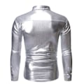 Miniatyrbilde 3 av 6: Menn Sequin Langarmet Skjorte Metallisk 64s Skjorte Knappeskjorte Silver M