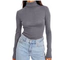 Dam Basic Slim Fitted Långärmad Pullover Toppar grey L