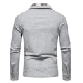 Miniatyrbillede 3 af 9: Mænds Langærmet Plaid Patchwork Lapel Casual Skjorte Gray M