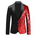 Miniatyrbild 1 av 5: Herrar Sequin Blazer Kostym En Knapp Slim Fit Sequin Jacka Red 38