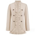 Miniatyrbilde 1 av 8: Kvinners Ruffled Lapel Knappelukking Jakke Apricot 2XL