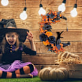 Miniatyrbillede 4 af 8: Halloween Halvmånekrans med Lys, Sort Måneblomst og Kattekrans Style 3