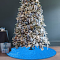 Miniatyrbild 3 av 7: 48 Tums Sequin Dubbel Trädbotten för Juldekorationer Blue