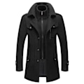 Miniatyrbild 1 av 3: Trenchcoat för män Vinterullblandningsjacka Överrock Lång överlack black M
