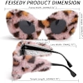 Miniatyrbild 5 av 6: Plush Fuzzy Kattöga Solglasögon för Kvinnor Leopard
