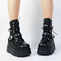 Miniatyrbild 6 av 8: Kvinnors Platform Boots Punk Lace Up Combat Boots 41