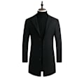 Miniatyrbillede 1 af 9: Mænds Trenchcoat i Uldblænding, Slank Pasform, Overfrakke Black M