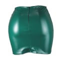 Miniatyrbild 2 av 7: Basic, hög midja, konstläder Bodycon Mini Pencil Kjol för kvinnor green XL
