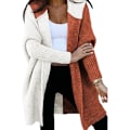 Miniatyrbillede 1 af 6: Dame Langærmet Hættetrøje Strikket Cardigan med Åben Front Brown S
