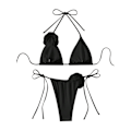 Miniatyrbild 2 av 3: Dam 2-delad 3D Ros Bikini Baddräkt Hög Midja Badkläder Strandkläder black M