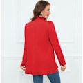 Miniatyrbilde 5 av 8: Kvinners Ruffled Lapel Knappelukking Jakke Red M
