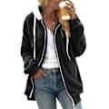 Miniatyrbillede 1 af 5: Dametøj Sherpa Jakke Fuzzy Lynlås Hoodie Oversized Fleece Jakker Black L