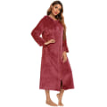 Miniatyrbilde 3 av 5: Kvinners Zip Up Robe Sweatshirt Robe Lang Hetterobe Red M