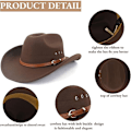 Miniatyrbild 3 av 8: Cowboyhatt för kvinnor och män i filt med bred brätte, klassisk utomhushatt i fedora-stil Beige