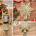 Miniatyrbild 2 av 5: 3D Hollow Glitter Lighted Gold Snow Tree Topper Gold Snowflake