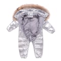 Miniatyrbild 3 av 4: Baby vinter snödräkt kappa Romper Ytterkläder Huva silver 100cm