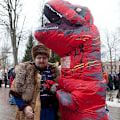 Miniatyrbild 5 av 10: Uppblåsbar Dinosauriekostym för Vuxna, Dinosaurie Uppblåsbar Kostym för Vuxna Red