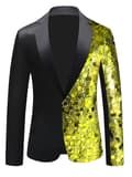 Herrar Sequin Blazer Kostym En Knapp Slim Fit Sequin Jacka Yellow 48