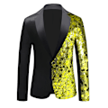 Miniatyrbild 1 av 5: Herrar Sequin Blazer Kostym En Knapp Slim Fit Sequin Jacka Yellow 40