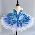 Miniatyrbillede 1 af 5: Pigeskørtede Leotards Svanedans Optræden Kostumer Blue 140cm