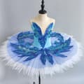 Pigeskørtede Leotards Svanedans Optræden Kostumer Blue 130cm