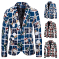 Miniatyrbillede 4 af 5: Mænds Juleblazer - Grim X-Mas Ferieprint Jakkesætjakke Blue XXL