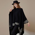Miniatyrbild 2 av 4: Retro Tofs Poncho Sjal Cape Wraps för kvinnor black3
