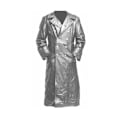 Miniatyrbillede 1 af 6: Mænds Læder Trenchcoat Fuld Længde Vintage Kunstlæderjakke Silver M