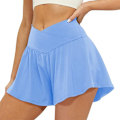 Miniatyrbillede 1 af 4: Crossover Atletiske Shorts til Kvinder 2 i 1 Flydende Løbeshorts Blue XS