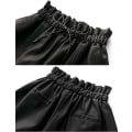 Miniatyrbillede 4 af 11: Højt taljede, brede ben, sorte imiteret læder shorts til kvinder XL