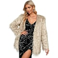 Miniatyrbillede 1 af 5: Dame Langærmet Fluffy Faux Fur Varmt Frakke Khaki M