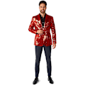 Miniatyrbilde 3 av 6: Paljett Party Blazer for Menn, Skinnende Partyjakke Silver L