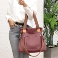 Miniatyrbild 3 av 5: Kvinnors Canvas Tote Portmonnä Work Shoulder Crossbody Bag Purple