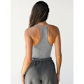 Miniatyrbilde 2 av 3: Dame Racerback Basic Tank Camisole V-hals Slim Fit Ribbestrikket Ermeløs Light Grey M