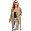 Miniatyrbillede 2 af 4: Dame Lang Uldbluser Cardigan Let Casual Frakke Khaki XL