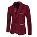 Miniatyrbild 3 av 5: Herrar Casual Corduroy Blazer Klassisk Passform Sportjacka Wine Red S