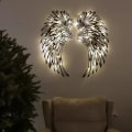Miniatyrbillede 1 af 9: Metal Englesvinger Vægskulptur med LED-lys 25cm
