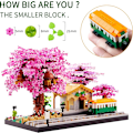 Miniatyrbillede 4 af 7: Kirsebærblomst Træ Blomsterhus Mikro Byggeklodser Sæt Style 2