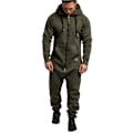 Pikkukuva 1 / 5: Miesten Hupparihaalarit Vetoketjulla Yksikokoinen Pyjama Playsuit Army Green 2XL