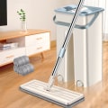 Miniatyrbild 6 av 9: 360° Platt Press Mikrofiberplattor Mopphink Set, 1 Moppset + 2 Dynor