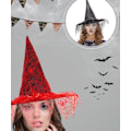 Miniatyrbild 3 av 5: Halloween-häxhatt i nät Red