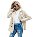 Miniatyrbillede 4 af 5: Dame Faux Shearling Shaggy Oversized Shacket Jakke White M