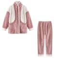 Miniatyrbild 1 av 3: Dampyjamas Flanell Sovkläder Mjuk set pink M