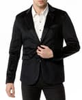 Herrjacka i sammetsblazer med två knappar Black L
