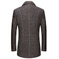 Miniatyrbilde 3 av 8: Herreullfrakk med avtakbar rutete skjerf, hakket krage, enkeltspent peacoat, trenchcoat Grey 2 S