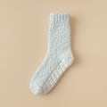 Miniatyrbillede 1 af 9: Vinter Fluffy Slippersokker, Bløde Sovesokker 1 Par Light Blue