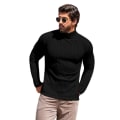 Miniatyrbillede 2 af 6: Mænds Højhalset Langærmet T-shirt Termisk Toppe Letvægts Black M