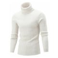 Miniatyrbillede 1 af 3: Mænds Høj Hals Langærmet Varmt Strikket Top White M