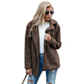 Miniatyrbillede 2 af 5: Dame Faux Shearling Shaggy Oversized Shacket Jakke Brown M
