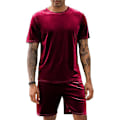 Miniatyrbilde 2 av 5: Menn Velour Skjorte Pullover Shorts 2-delt Antrekk Treningsdrakt Red S